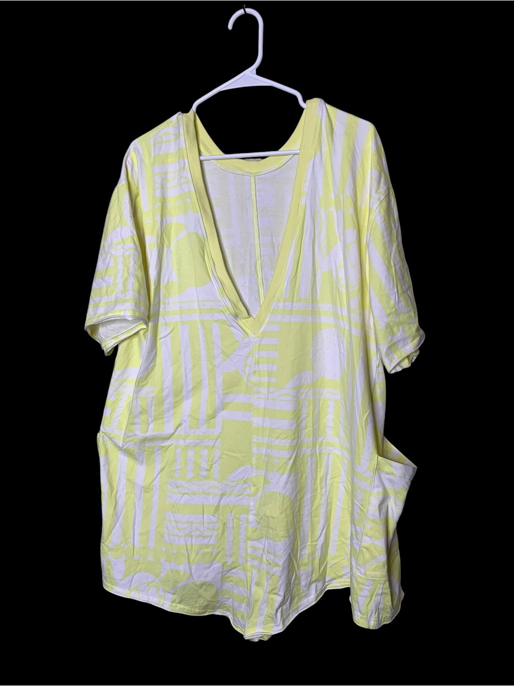 Free People Movement Printed Hot Shot Tee Romper Yellow White Boho L OB1985291 - Picture 3 of 8